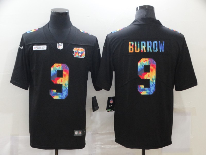Men's Cincinnati Bengals #9 Joe Burrow 2020 Black Crucial Catch Limited Stitched NFL Jersey