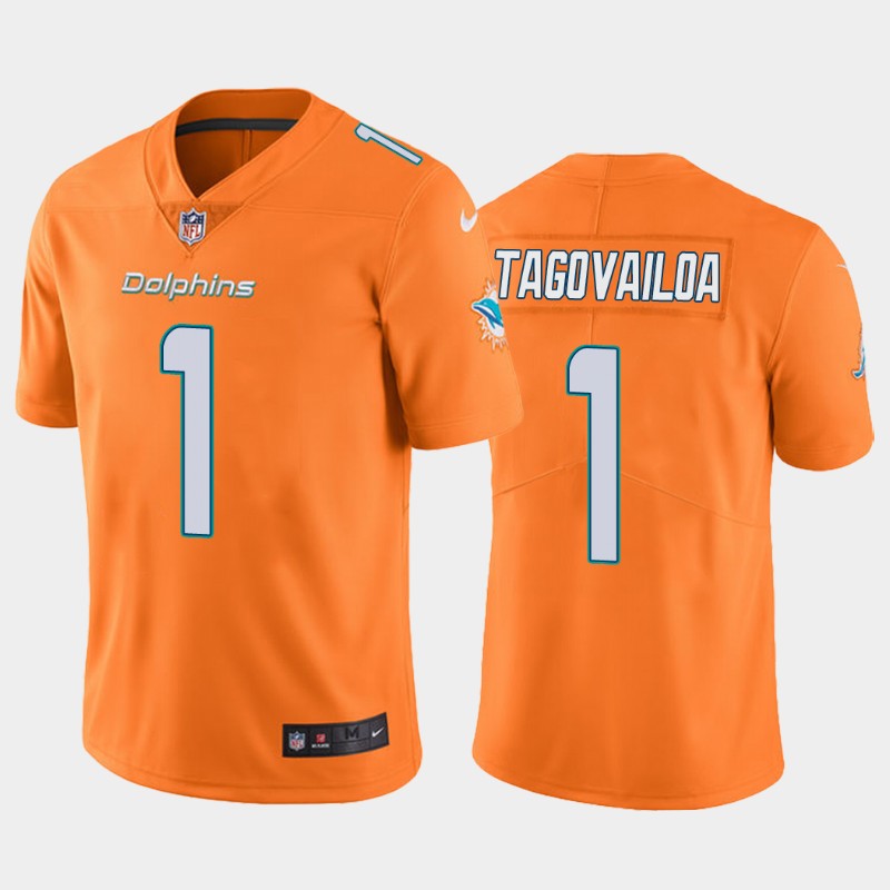 Men's Miami Dolphins #1 Tua Tagovailoa Orange Color Rush Limited Stitched NFL Jersey