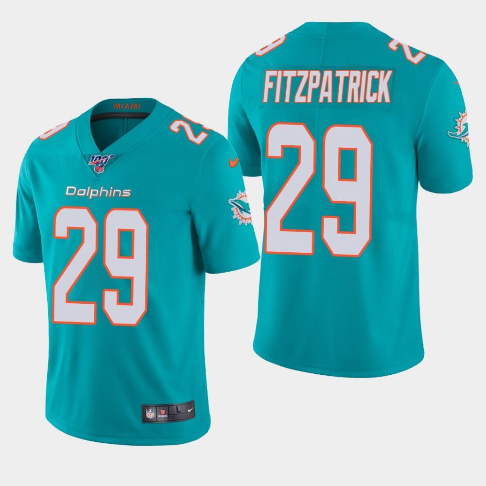 Men's Miami Dolphins #29 Minkah Fitzpatrick Aqua 2019 100th Season Vapor Untouchable Limited Stitched NFL Jersey