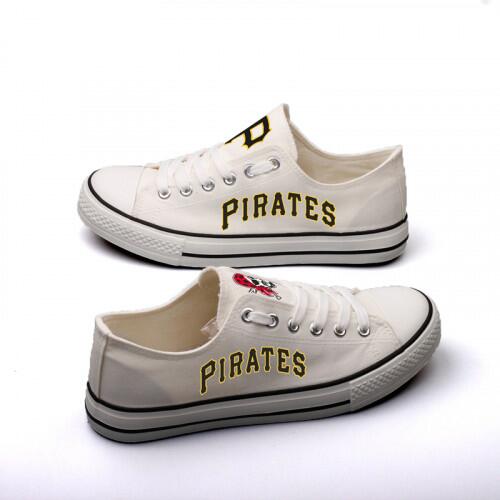 Women and Youth MLB Pittsburgh Pirates Repeat Print Low Top Sneakers 002