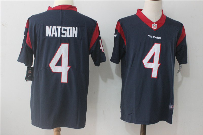 Men's Nike Houston Texans #4 Deshaun Watson Navy Blue Team Color Stitched NFL Vapor Untouchable Limited Jersey
