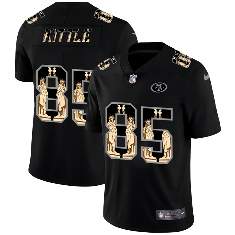 Men's San Francisco 49ers #85 George Kittle 2019 Black Statue Of Liberty Limited Stitched NFL Jersey