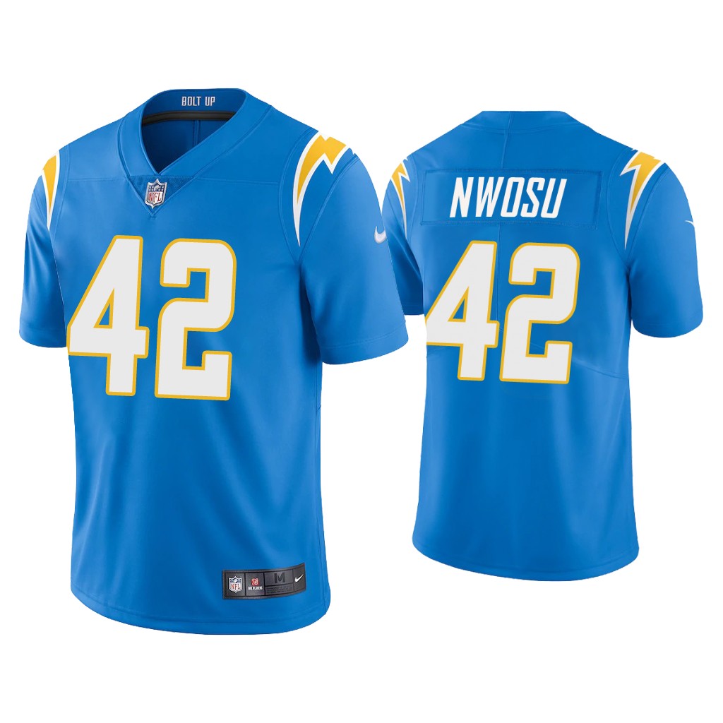 Men's Los Angeles Chargers #42 Uchenna Nwosu 2020 Blue Vapor Untouchable Limited Stitched Jersey