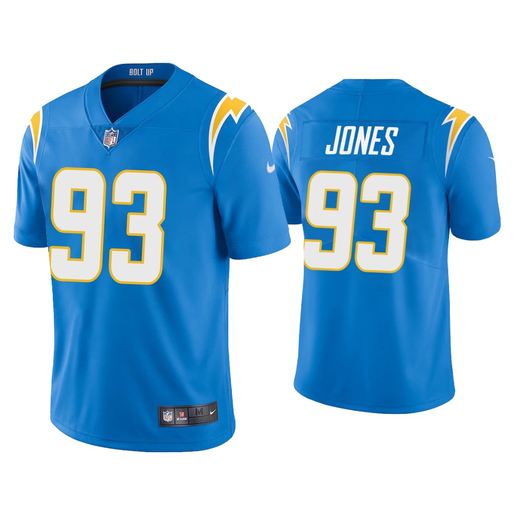 Men's Los Angeles Chargers #93 Justin Jones 2020 Blue Vapor Untouchable Limited Stitched Jersey