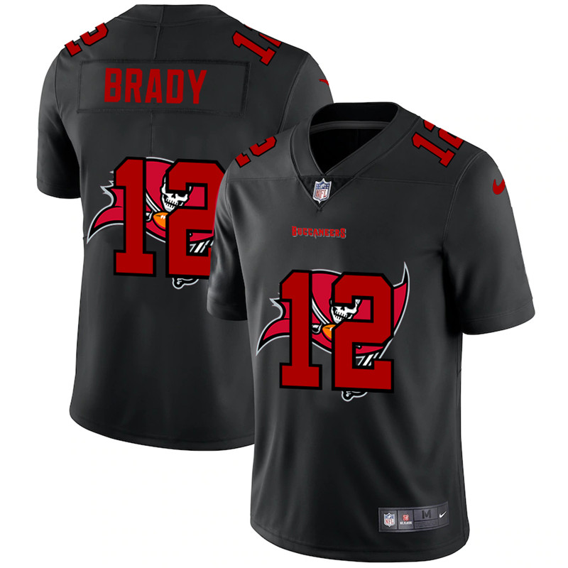 Men's Tampa Bay Buccaneers #12 Tom Brady Black Shadow Logo Limited Stitched NFL Jersey