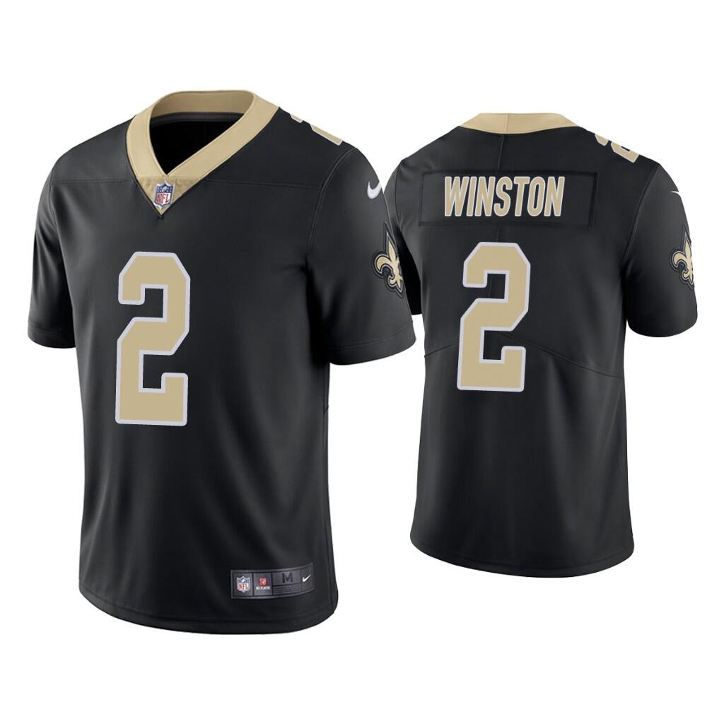 Men's New Orleans Saints #2 Jameis Winston Black Vapor Untouchable Limited Stitched NFL Jersey