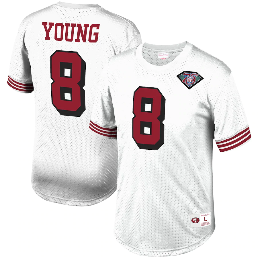 Men's San Francisco 49ers #8 Steve Young White Stitched NFL Jersey