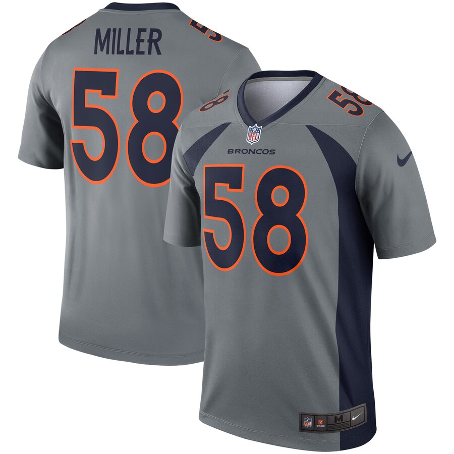 Men's Denver Broncos #58 Von Miller Gray Inverted Legend Stitched Jersey