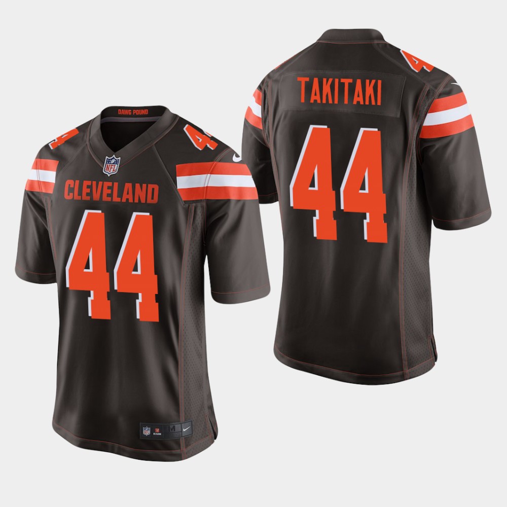 Men's Cleveland Browns #44 Sione Takitaki Brown Stitched NFL Jersey