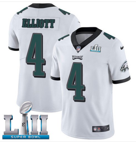 Men's Philadelphia Eagles #4 Jake Elliott White Super Bowl LII Game Stitched NFL Jersey