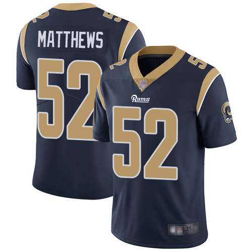 Men's Los Angeles Rams #52 Clay Matthews Navy Blue Vapor Untouchable Limited Stitched NFL Jersey