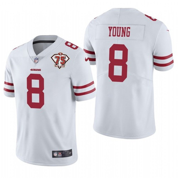 Men's San Francisco 49ers #8 Steve Young White 2021 75th Anniversary Vapor Untouchable Limited Stitched NFL Jersey