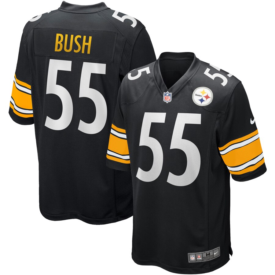 Men's Pittsburgh Steelers #55 Devin Bush Black 2019 Draft First Round Pick Game NFL Stitched Jersey