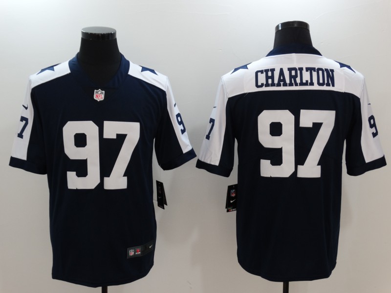 Men's Dallas Cowboys #97 Taco Charlton Navy Throwback Vapor Untouchable Player Limited Jersey