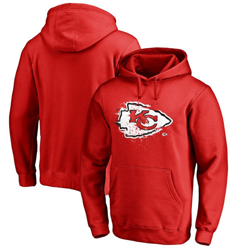 Men's Kansas City Chiefs NFL Red Pro Line by Fanatics Branded Splatter Logo Pullover Hoodie