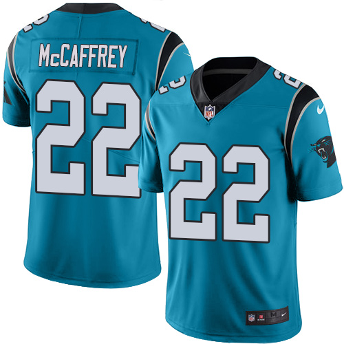 Men's Carolina Panthers #22 Christian McCaffrey Blue Vapor Untouchable NFL Limited Stitched Jersey