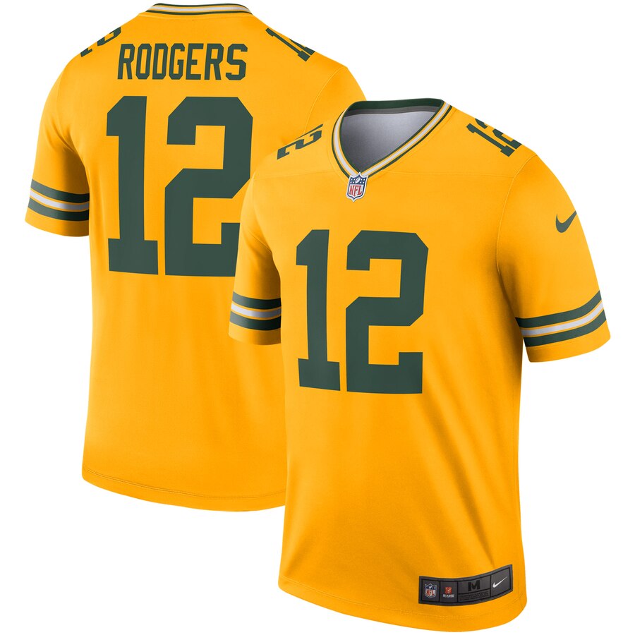 Men's Green Bay Packers Aaron Rodgers Nike Gold Inverted Legend Stitched NFL Jersey