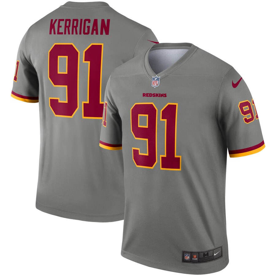 Men's Washington Redskins #91 Ryan Kerrigan Gray Inverted Legend Jersey