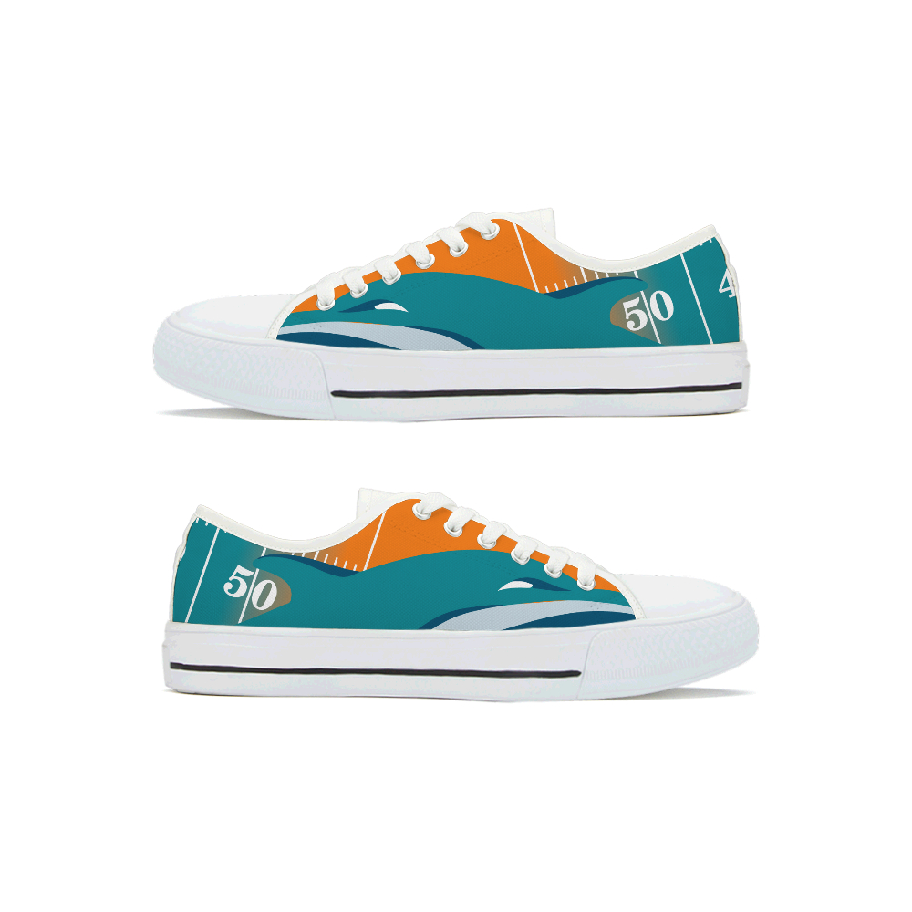 Women's NFL Miami Dolphins Low Top Canvas Sneakers 004
