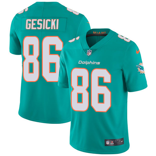 Men's Miami Dolphins #86 Mike Gesicki Aqua Green Vapor Untouchable NFL Limited Stitched Jersey