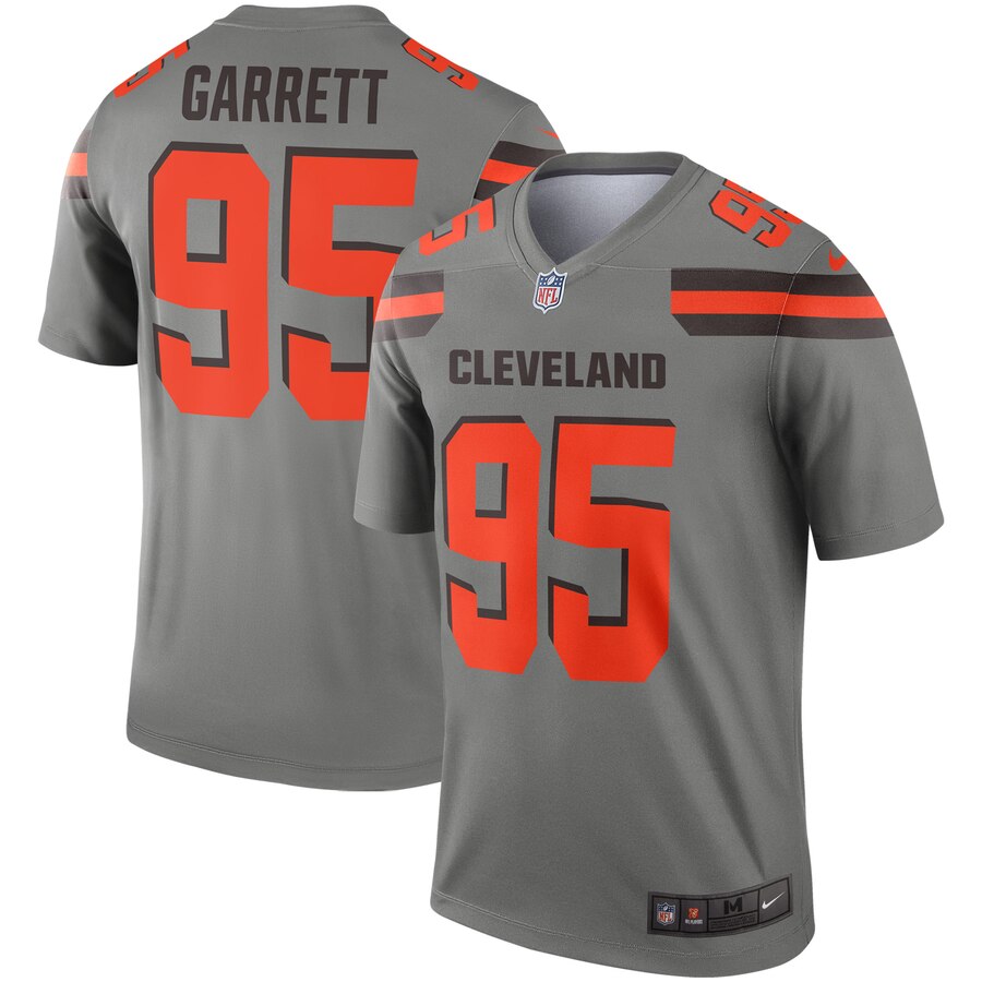 Men's Cleveland Browns #95 Myles Garrett Gray Inverted Legend Jersey