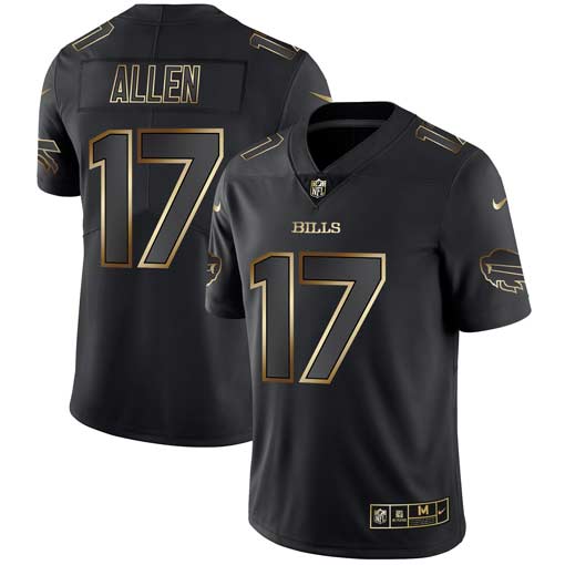 Men's Buffalo Bills #17 Josh Allen 2019 Black Gold Edition Stitched NFL Jersey