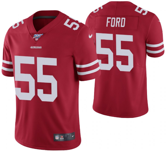 Men's San Francisco 49ers #55 Dee Ford Red 2019 100th Season Vapor Untouchable Limited Stitched NFL Jersey