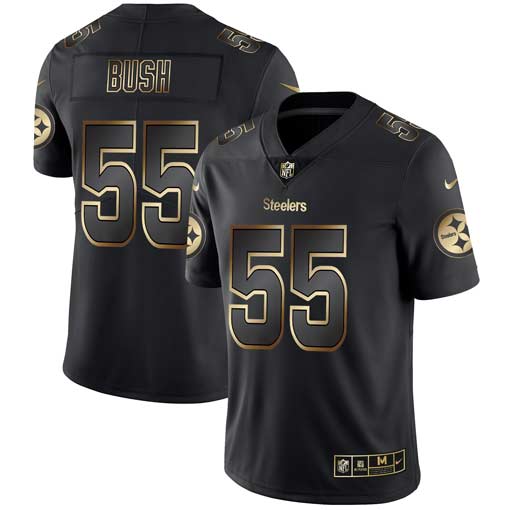 Men's Pittsburgh Steelers #55 Devin Bush 2019 Black Gold Edition Stitched NFL Jersey
