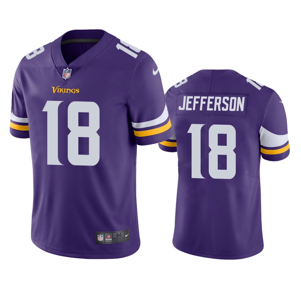 Men's Minnesota Vikings #18 Justin Jefferson 2020 Purple Vapor ...