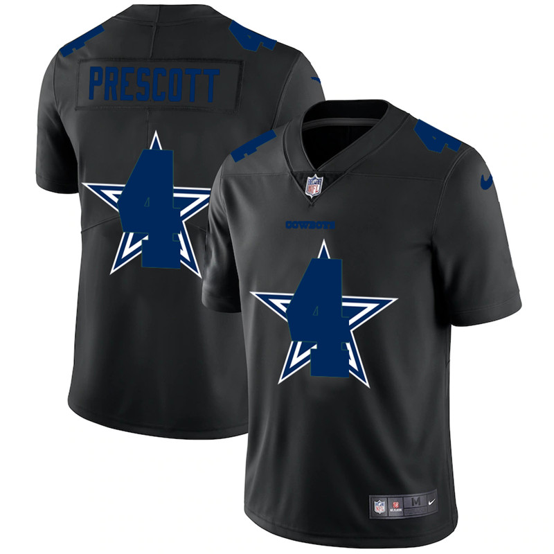 Men's Dallas Cowboys #4 Dak Prescott Black Shadow Logo Limited Stitched NFL Jersey