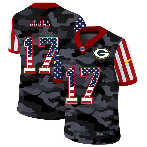 Men's Green Bay Packers #17 Davante Adams 2020 Camo USA Flag Limited Stitched NFL Jersey