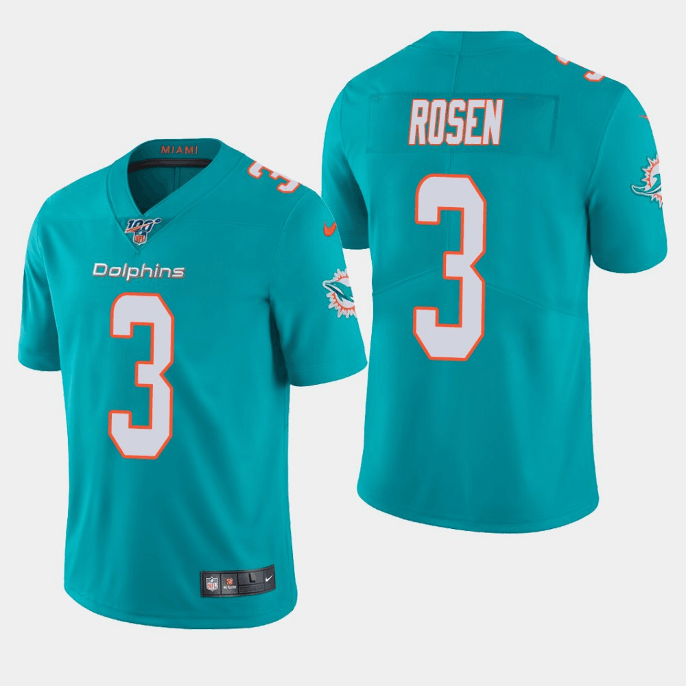 Men's Miami Dolphins #3 Josh Rosen Aqua 2019 100th Season Vapor Untouchable Limited Stitched NFL Jersey