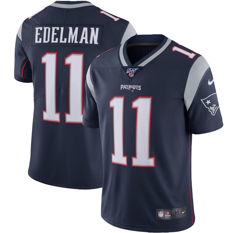 Men's New England Patriots #11 Julian Edelman Navy 2019 100th Season Vapor Untouchable Limited Stitched NFL Jersey