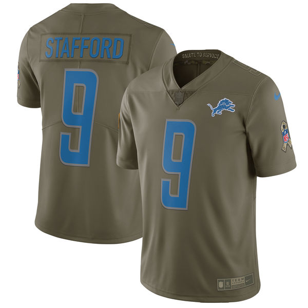 Men's Nike Detroit Lions #9 Matthew Stafford Olive Salute To Service Limited Stitched NFL Jersey