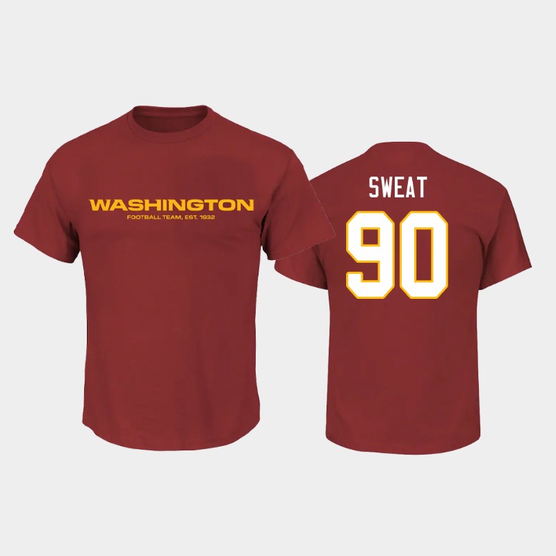 Men's Washington Football Team Burgundy #90 Montez Sweat 2020 Name & Number NFL T-Shirt
