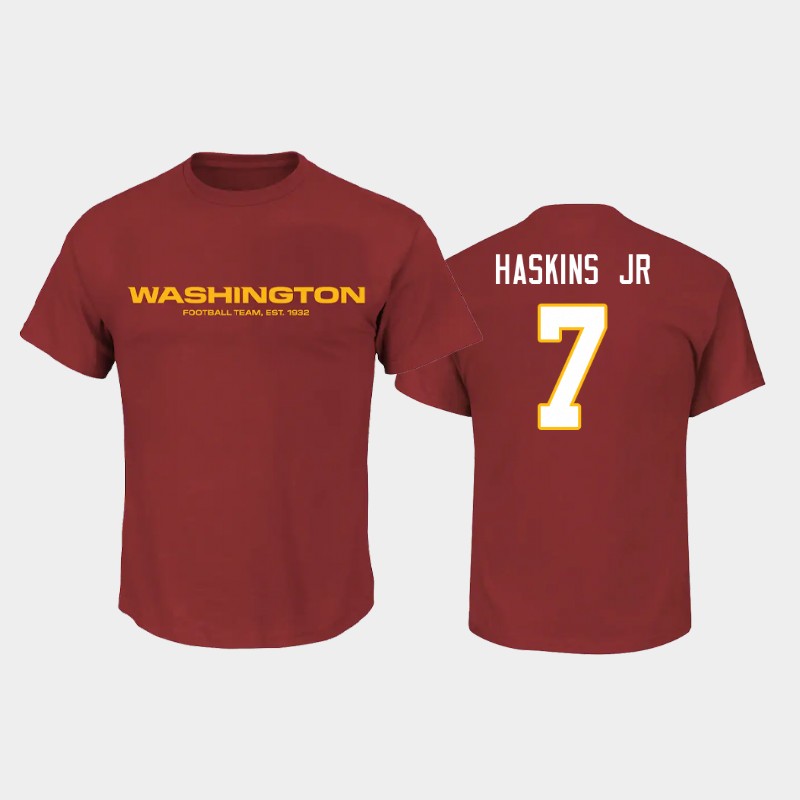 Men's Washington Football Team Burgundy #7 Dwayne Haskins Jr. 2020 Name & Number NFL T-Shirt