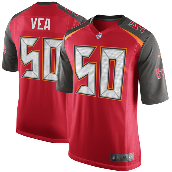 Men's Tampa Bay Buccaneers #50 Vita Vea Red 2018 NFL Draft First Round Pick Game Jersey