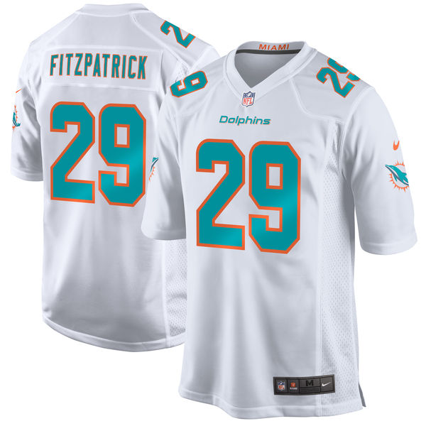 Men's Miami Dolphins #29 Minkah Fitzpatrick White 2018 NFL Draft Pick Game Jersey