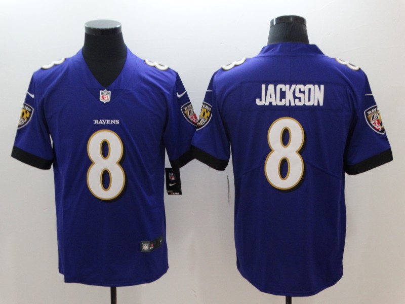 Men's Baltimore Ravens #8 Lamar Jackson Purple 2018 NFL Draft Vapor Untouchable Limited Jersey