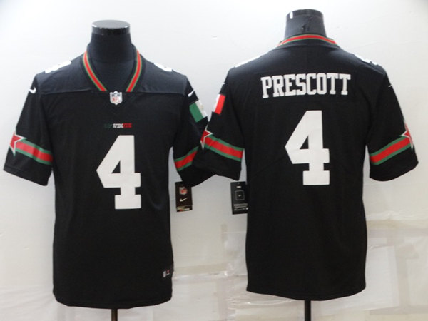 Men's Dallas Cowboys #4 Dak Prescott Black Mexico Stitched Jersey