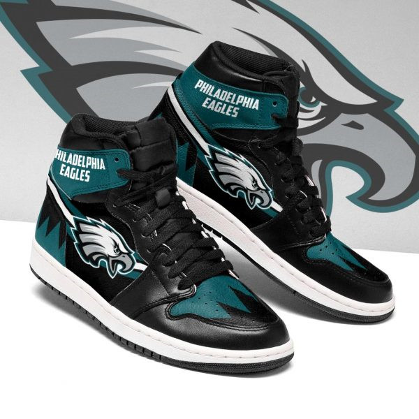Men's Philadelphia Eagles AJ High Top Leather Sneakers 003 [Men-Eagles ...