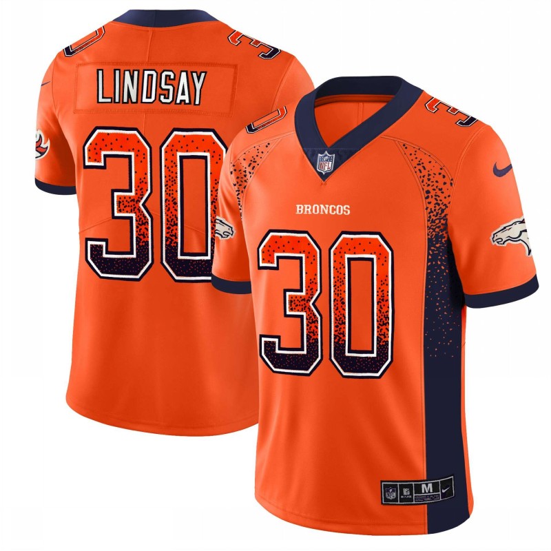 Men's Broncos #30 Phillip Lindsay Orange 2018 Drift Fashion Color Rush Limited Stitched NFL Jersey