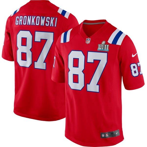 Men's New England Patriots Rob Gronkowski Red Super Bowl LII Bound Game Jersey