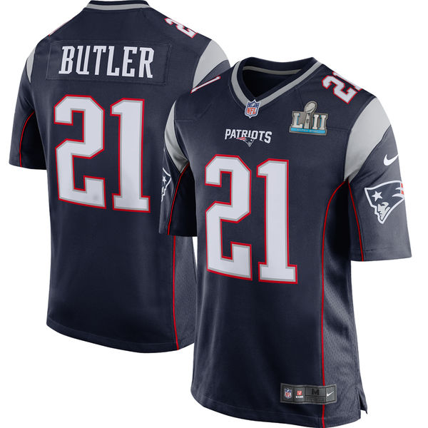 Men's New England Patriots Malcolm Butler Navy Super Bowl LII Bound Game Jersey