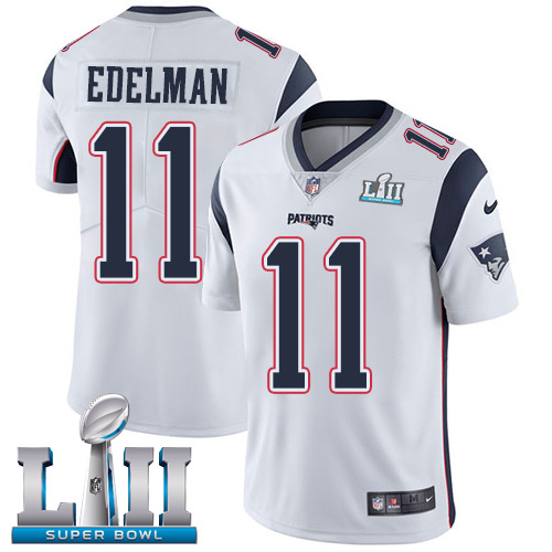Men's New England Patriots # 11 Julian Edelman White Super Bowl LII Bound Game Jersey