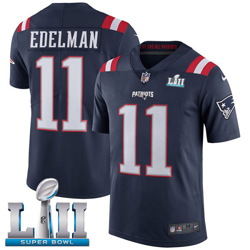 Men's New England Patriots # 11 Julian Edelman Black Super Bowl LII Bound Game Jersey