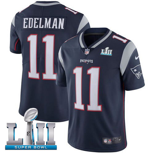 Men's New England Patriots # 11 Julian Edelman Black Super Bowl LII Bound Game Jersey