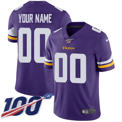 Men's Vikings 100th Season ACTIVE PLAYER Purple Vapor Untouchable Limited Stitched NFL Jersey