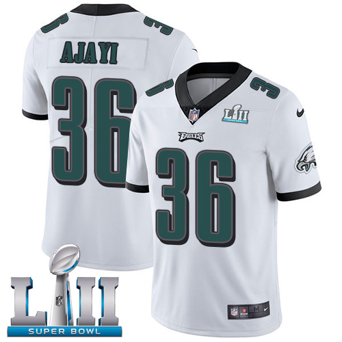 Men's Philadelphia Eagles #Jay Ajayi White Super Bowl LII Game Stitched NFL Jersey