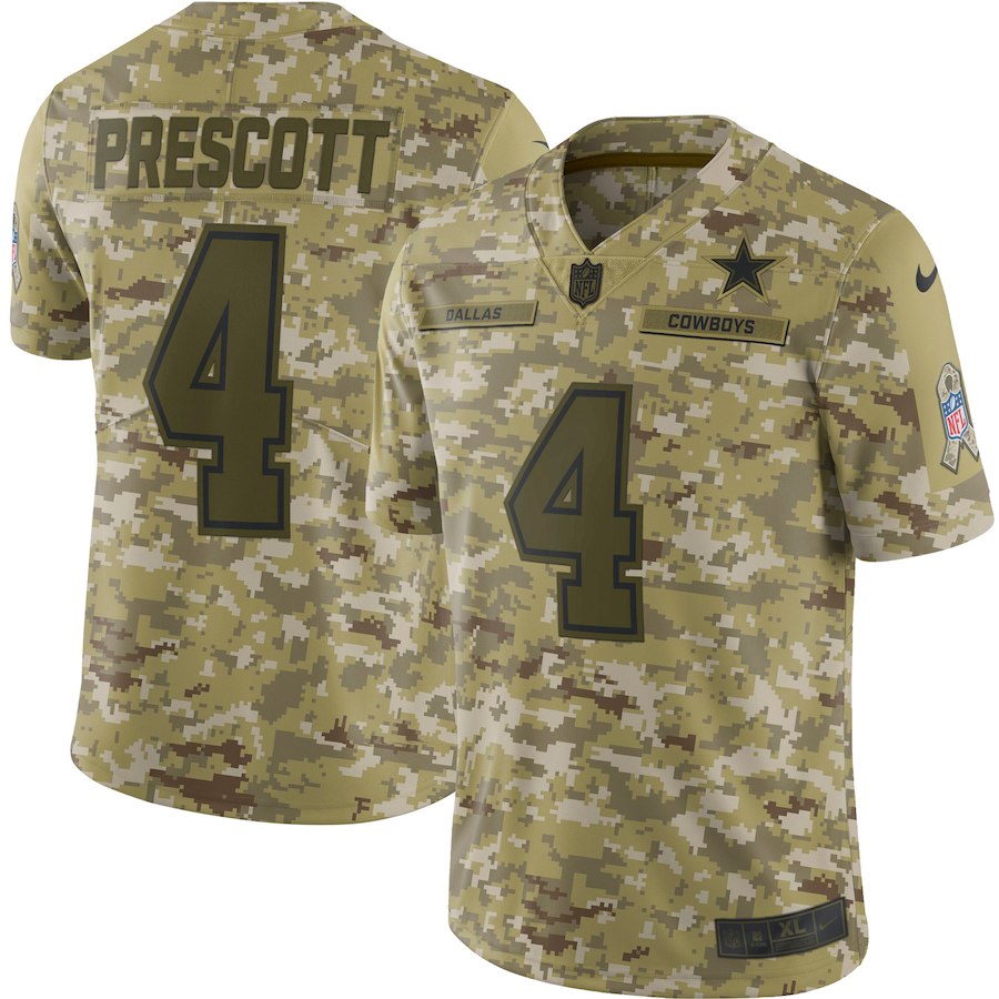 Men's Cowboys #4 Dak Prescott 2018 Camo Salute to Service Limited Stitched NFL Jersey